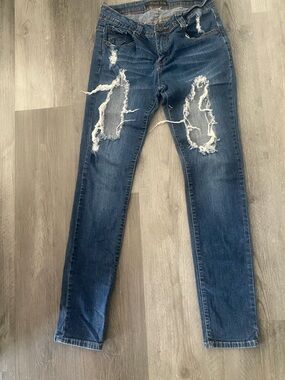 Distressed Dark Blue Women's Jeans